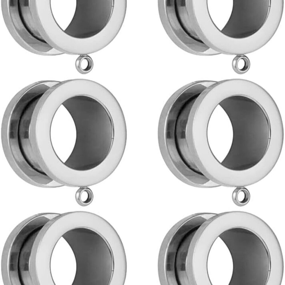 3 Pairs Stainless Steel Ear Gauges Plugs Jewelry Men Women Hypoallergenic